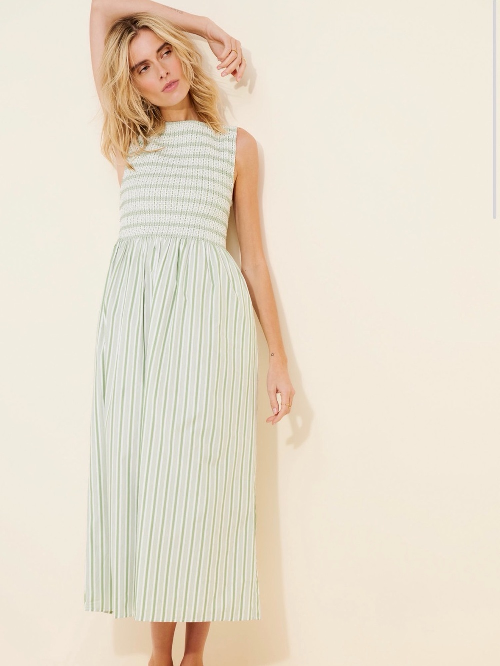 Sleeveless Hill House - COSIMA - green and white